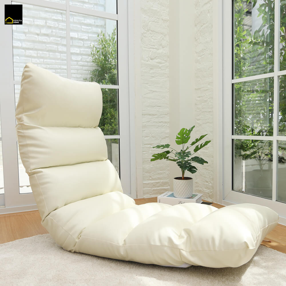 โซฟานั่งพื้นปรับได้ 3 ตำแหน่ง 6 ระดับ RENITA HOME รุ่น RINA PLUS หนัง Premium PU สีคัสตาร์ด 50x140ซม._10